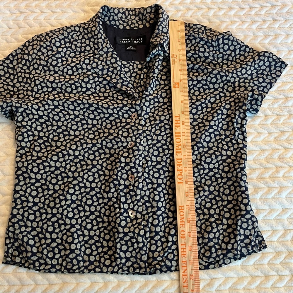 Linda Allard Ellen Tracy Vintage Women Patterned Shirt Blouse Silk Size 10 - Picture 10 of 10